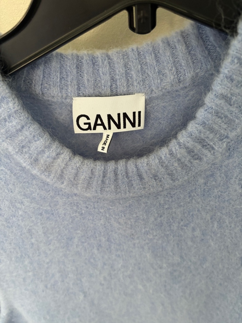 Ganni Powder Blue Fuzzy Knit Sleeveless Vest M - Picture 2 of 6